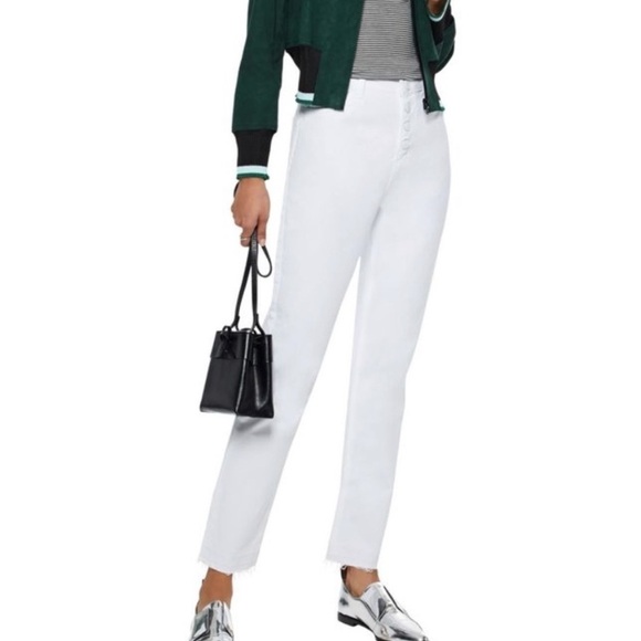 Sandro Button Front White Slim Jeans Raw Hem - Picture 1 of 10